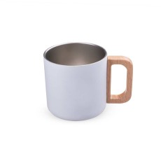 Caneca Térmica com Alça em Madeira Personalizada