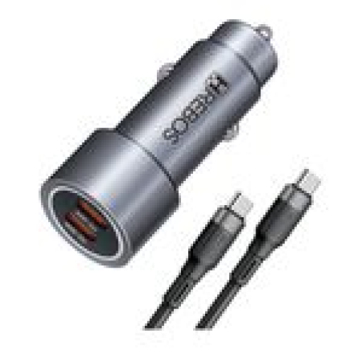 Carregador Veicular Premium Hrebos, USB-C para USB-C , Potência Combinada 60W Turbo