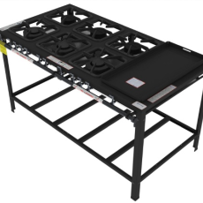 Fogão Industrial 6 Bocas Encosto Misto com Chapa