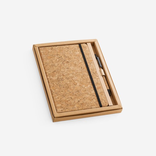 Kit Caderno Com Caneta Em Cortiça Personalizado