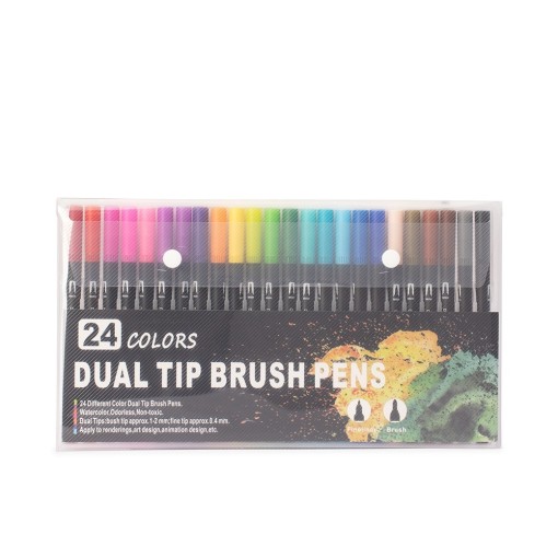 Kit Canetinhas Ponta Dupla Com 24 Cores Personalizado