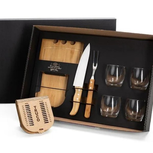 Kit Churrasco, Whisky e Truco 8 Peças Personalizado 