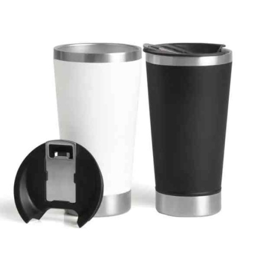 Kit De Copos Térmicos 500ml - Preto/Branco - 2 Pçs Personalizado