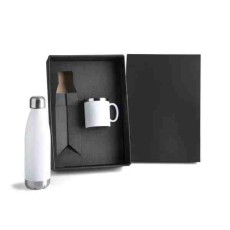Kit Garrafa e Caneca Branca Personalizado