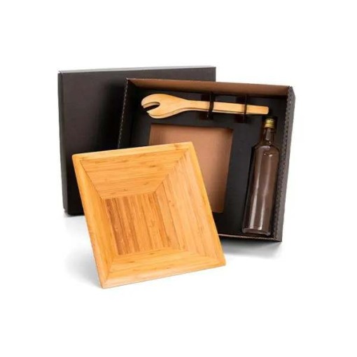 Kit Para Salada com Garrafa 3 Peças Personalizado