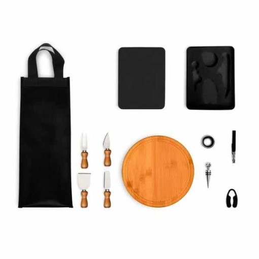 Kit Queijo E Vinho Com Espaço Para Garrafa - 11 Pçs Personalizado