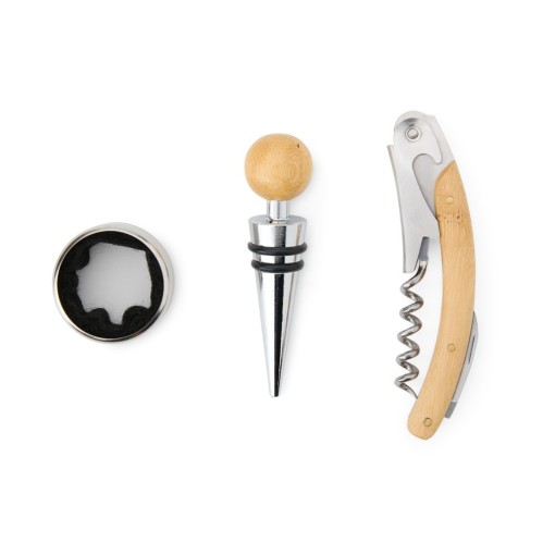 Kit Vinho Bambu 3 Peças Personalizado com Logotipo