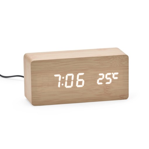 Relógio Despertador de Madeira Com Painel LED Personalizado