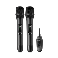 Microfone Sem Fio AIWA AWS-MIC-01 Wireless Bivolt Preto