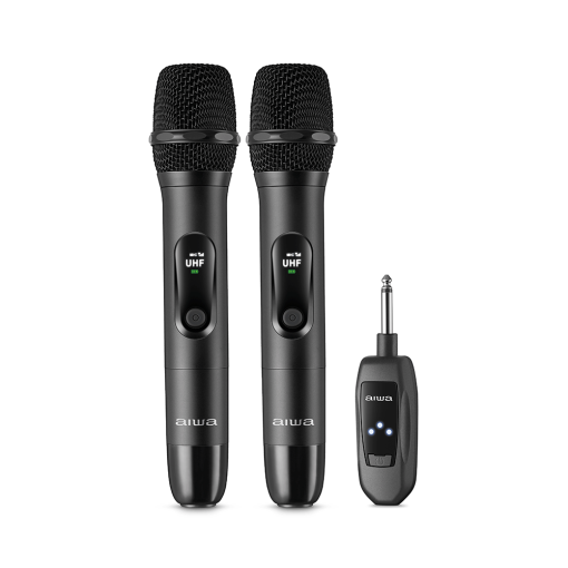Microfone Sem Fio AIWA AWS-MIC-01 Wireless Bivolt Preto